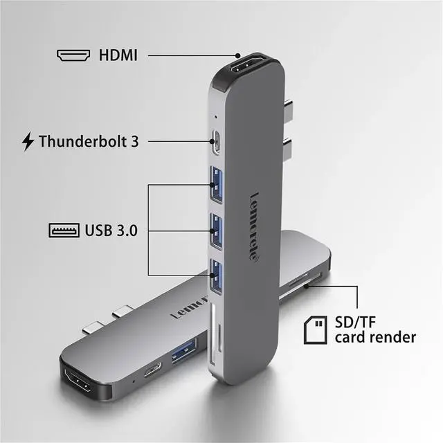 Alt view image 2 of 6 - TC52 7-in-2 Ports USB C Docking Station Type C to HDMI Adapter USB Hub 3.0 5Gbps Faster Transfer for MacOS Laptop