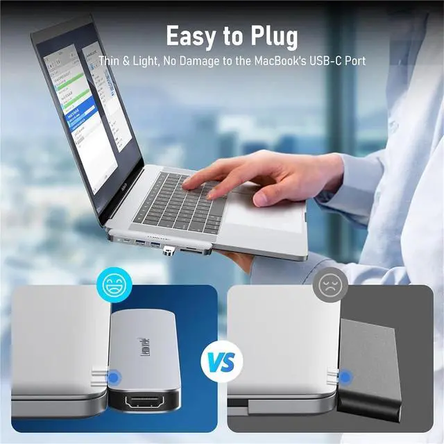 Alt view image 5 of 6 - TC52 7-in-2 Ports USB C Docking Station Type C to HDMI Adapter USB Hub 3.0 5Gbps Faster Transfer for MacOS Laptop