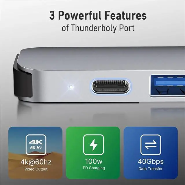 Alt view image 6 of 6 - TC52 7-in-2 Ports USB C Docking Station Type C to HDMI Adapter USB Hub 3.0 5Gbps Faster Transfer for MacOS Laptop
