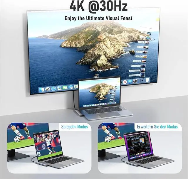 Alt view image 4 of 6 - TC52 7-in-2 Ports USB C Docking Station Type C to HDMI Adapter USB Hub 3.0 5Gbps Faster Transfer for MacOS Laptop