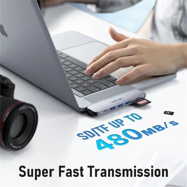 Alt view image 3 of 6 - TC52 7-in-2 Ports USB C Docking Station Type C to HDMI Adapter USB Hub 3.0 5Gbps Faster Transfer for MacOS Laptop