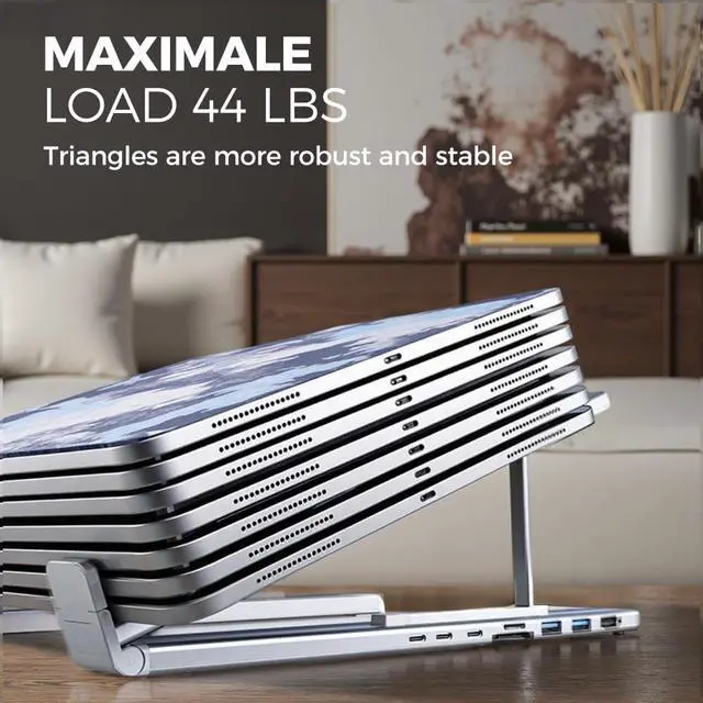 Alt view image 3 of 7 - Portable Laptop Docking Station Stand 8-in-1, USB C Hub Riser with HDMI PD for Travel Home Work Desk-1 Set