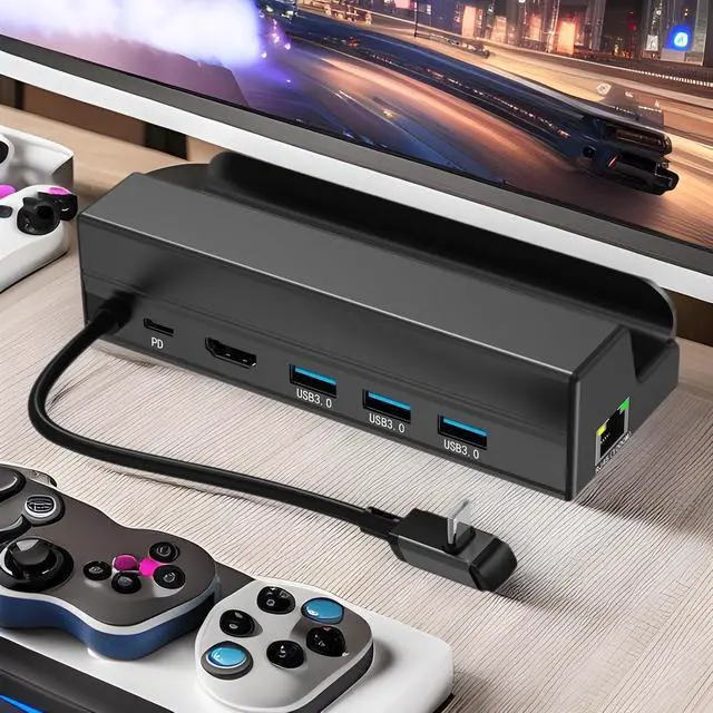 Alt view image 3 of 7 - Type C USB 3 0 Gaming Handheld Docking Station Featuring Various Ports Metal Build for Connectivity Small Metal Expansion Dock for Gaming Handheld and Laptops Works