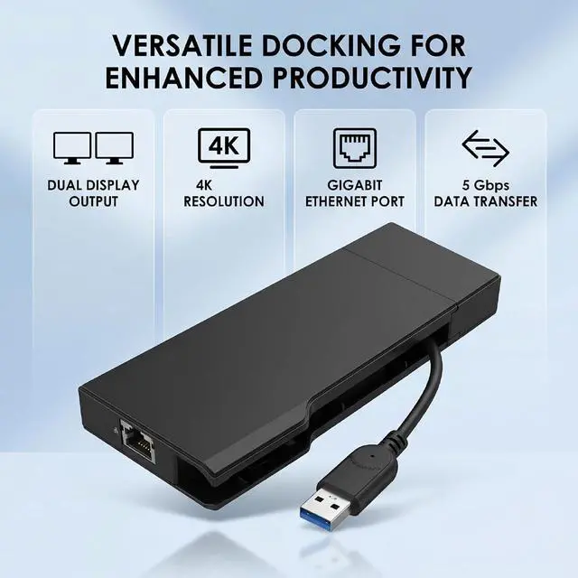 Alt view image 2 of 7 - Fabater Docking Station Dual Monitor, Laptop Docking Station, USB 3.0 to 4K High Definition Multimedia Interface 1080P VGA Gigabit Ethernet Port Hub Splitter
