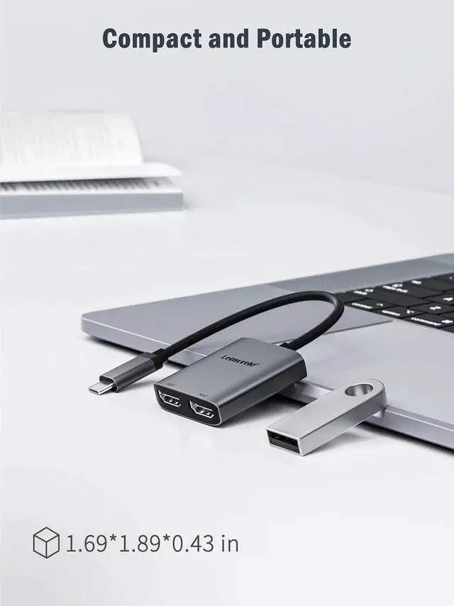 Alt view image 3 of 6 - 2 Port USB C Hub to Dual HDMI 4K 60HZ Dual Screen Expansion Type C Docking Station for Laptop Mobile Phone PC