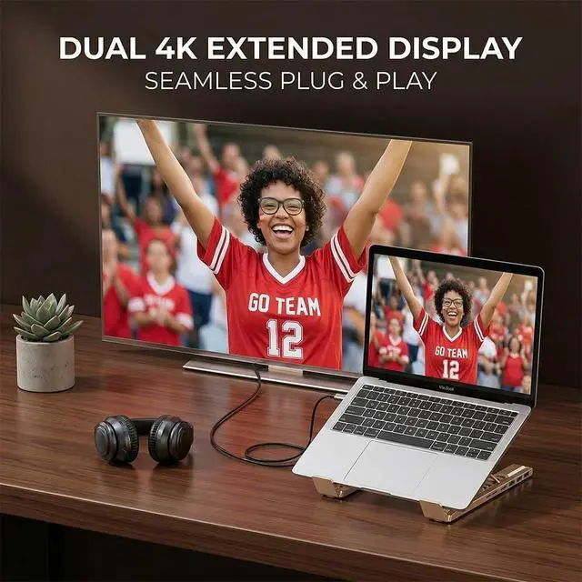Alt view image 4 of 7 - 8-in-1 USB-c Laptop Docking Station Stand, Dual Bar Ergonomic Laptop Riser with 4k Hdmi, 100w Pd Charging, USB 3.0, Sd/tf Card Reader, Foldable Aluminum Laptop Stand for Home Office Travel