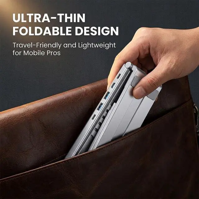 Alt view image 7 of 7 - 8-in-1 USB-c Laptop Docking Station Stand, Dual Bar Ergonomic Laptop Riser with 4k Hdmi, 100w Pd Charging, USB 3.0, Sd/tf Card Reader, Foldable Aluminum Laptop Stand for Home Office Travel
