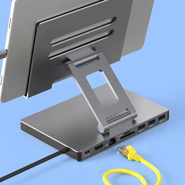 Alt view image 3 of 7 - Docking Station Laptop Stand Aluminum Alloy Multi Port Hub PD USB3.0 Stand SD TF Slot Gigabit Ethernet Docking Station,A