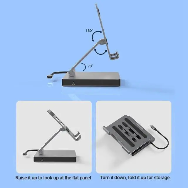 Alt view image 6 of 7 - Docking Station Laptop Stand Aluminum Alloy Multi Port Hub PD USB3.0 Stand SD TF Slot Gigabit Ethernet Docking Station,A