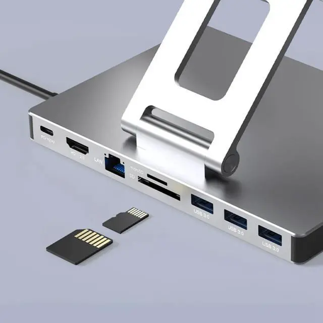 Alt view image 7 of 7 - Docking Station Laptop Stand Aluminum Alloy Multi Port Hub PD USB3.0 Stand SD TF Slot Gigabit Ethernet Docking Station,A