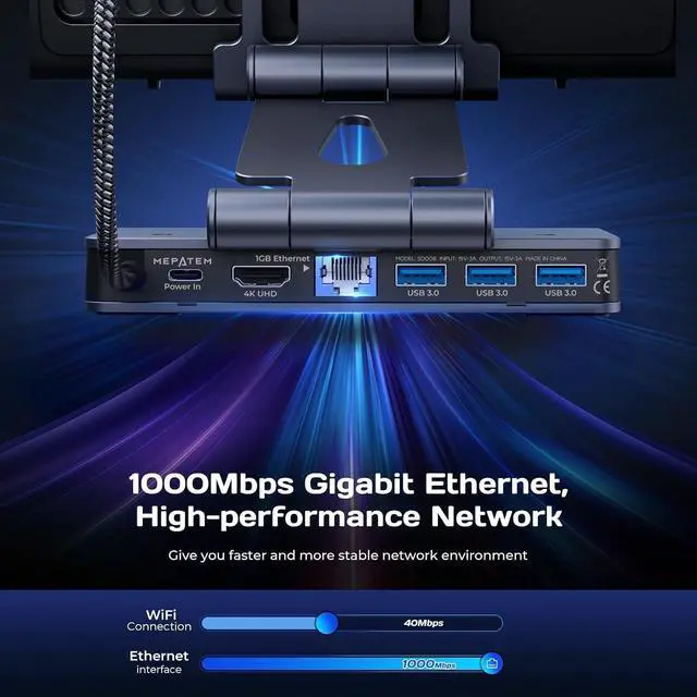 Alt view image 5 of 7 - 6-in-1 Docking Station for Nintendo Switch 2 & Steam Deck - 4K@60Hz HDMI, 100W PD Fast Charge, 3xUSB 3.0 Ports, 1Gb Ethernet - Aluminum Alloy Adjustable Stand for Switch 2/OLED/Steam Deck/Legion Go