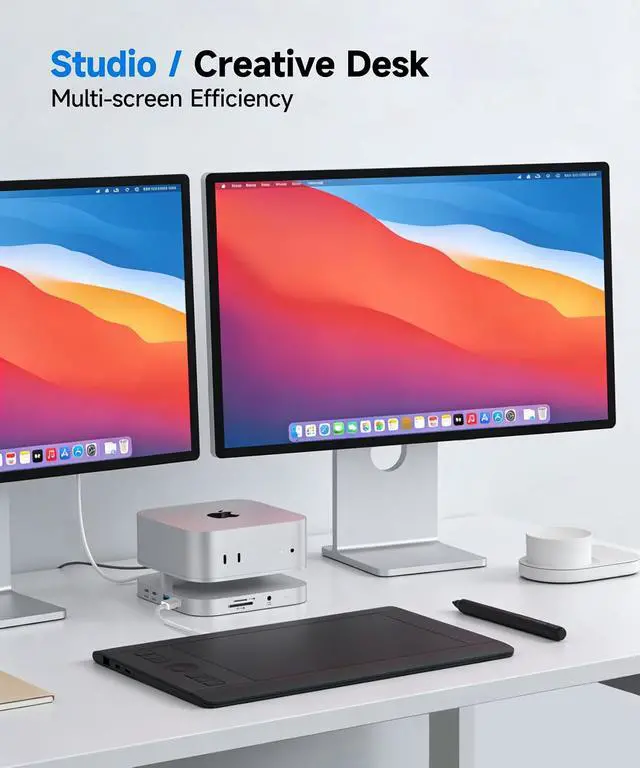 Alt view image 5 of 7 - YICOSUN Mac mini Dock & Stand, M.2 NVMe SSD Enclosure with 10Gbps Data Transfer, 4K@60Hz HDMI, SD/TF Card Reader, Compatible with Mac mini M4/M4 Pro 2024, Multi-Screen Workstation Expansion - Silver