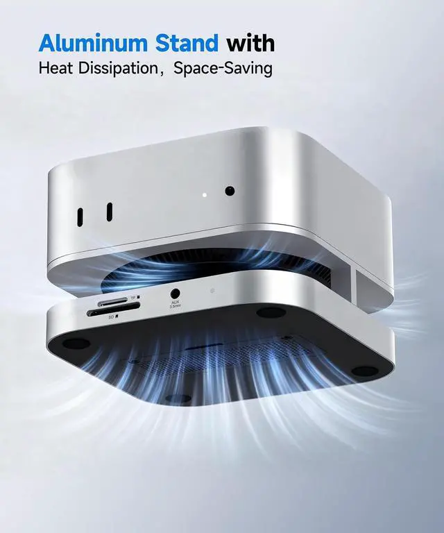 Alt view image 4 of 7 - YICOSUN Mac mini Dock & Stand, M.2 NVMe SSD Enclosure with 10Gbps Data Transfer, 4K@60Hz HDMI, SD/TF Card Reader, Compatible with Mac mini M4/M4 Pro 2024, Multi-Screen Workstation Expansion - Silver