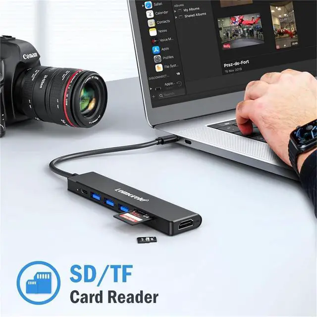 Alt view image 5 of 6 - TC90 7-in-1 USB C Docking Station Type C to HDMI Adapter USB C 3.0 Hub 5Gbps USB C Faster Transfer for Windows Laptop