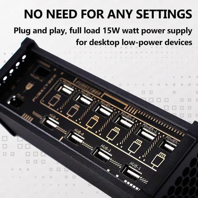 Alt view image 3 of 7 - Retro USB Output Ports Docking Station, 6 Port USB C Hub Splitter with Independent Control Button Switch, 4 High Speed Data Ports, Plug and Play, for Phones, Tablets, Low Power Devices
