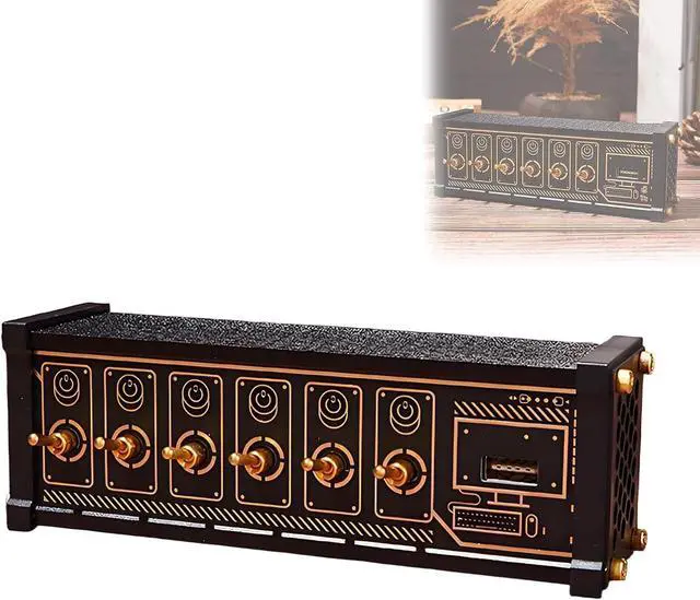 Main image of 6 Port USB Switcher, 15W Retro USB Docking Station with Independent Metal Toggle Switch, LED Status Indicator, Gold Plated Data Transfer, for Desktop Gamers, Tech Enthusiasts, Table Decor