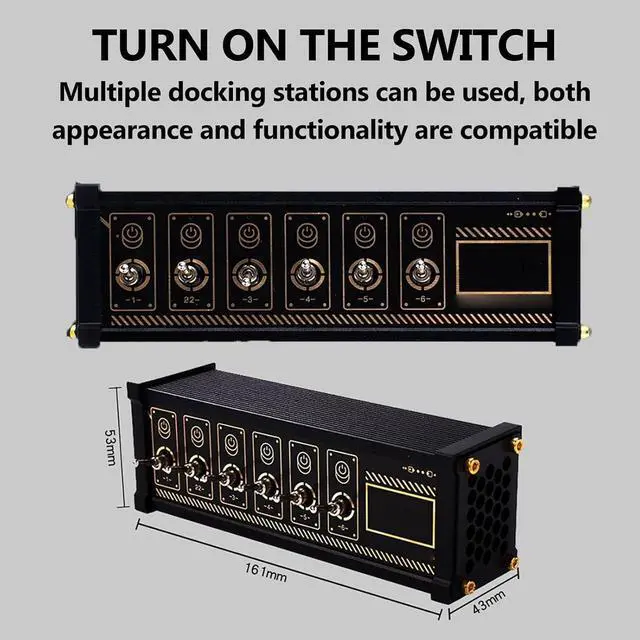 Alt view image 4 of 7 - Retro USB Output Ports Docking Station, 6 Port USB C Hub Splitter with Independent Control Button Switch, 4 High Speed Data Ports, Plug and Play, for Phones, Tablets, Low Power Devices