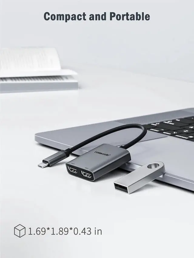 Alt view image 3 of 6 - 2 Port USB C Hub to Dual HDMI 4K 60HZ Dual Screen Expansion Type C Docking Station for Laptop Mobile Phone PC
