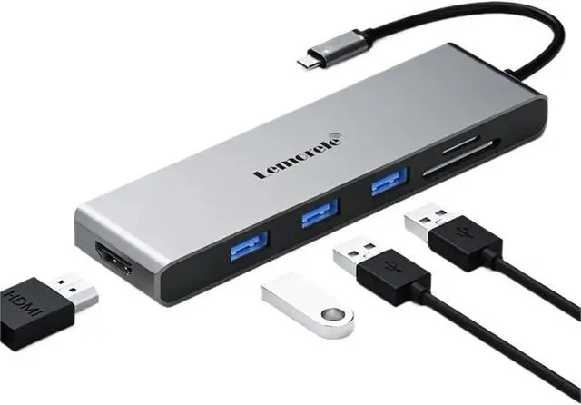 Alt view image 2 of 6 - 6-in-1 USB C Hub Type C to HDMI 4K 30Hz,USB A 3.0 5Gbps Docking Station TF SD 480Mb/s for PC Laptop Tablet Computer