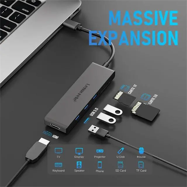 Alt view image 5 of 6 - 6-in-1 USB C Hub Type C to HDMI 4K 30Hz,USB A 3.0 5Gbps Docking Station TF SD 480Mb/s for PC Laptop Tablet Computer
