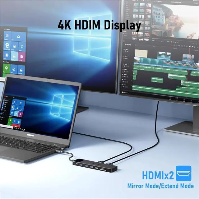 Alt view image 4 of 6 - USB C HUB 13-in-1 Docking Station 4K30Hz HDMI USB3.0 PD100W RJ45 VGA SDTF USB Splitter for Laptop