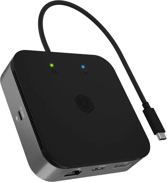 Main image of ICY BOX USB4 Docking Station (7-in-1) for 2 monitors (1x HDMI and 1x DP), 4K 120Hz / 8K 30Hz, 3x USB 3.1 Gen 2 (10 Gbps), 60W Power Delivery, Gigabit Ethernet, Audio, IB-DK408-C41