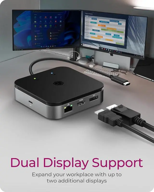 Alt view image 2 of 7 - ICY BOX USB4 Docking Station (7-in-1) for 2 monitors (1x HDMI and 1x DP), 4K 120Hz / 8K 30Hz, 3x USB 3.1 Gen 2 (10 Gbps), 60W Power Delivery, Gigabit Ethernet, Audio, IB-DK408-C41