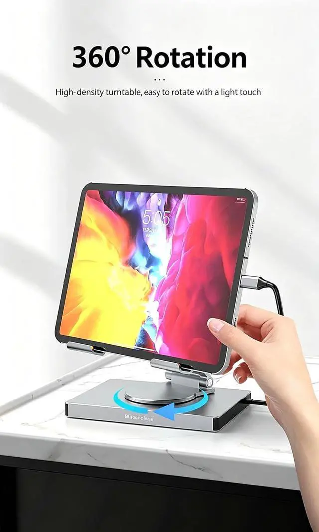 Alt view image 4 of 7 - Aluminum Alloy USB-C Laptop Stand Docking Station, 9-in-1 Multiport Hub with 4K HDMI, PD100W, USB 3.0, SD/TF, Gigabit Ethernet, Gray
