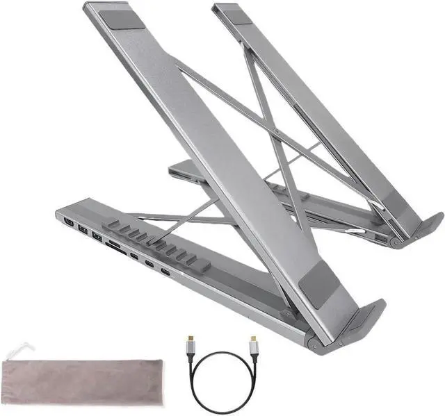 Main image of Genérico Laptop Stand with Docking Station | 8 in 1 Hub with Portable Stand | Data Transfer to 5Gbps, Foldable Riser with USB Ports - for Desk,