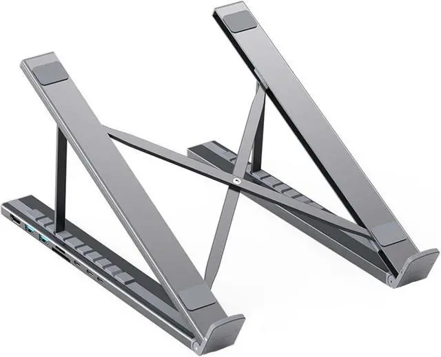 Alt view image 7 of 7 - 8-in-1 USB C Laptop Docking Station Stand, Laptop Stand with Docking Station, Foldable Computer Riser with 4K HDMI & Multiple Ports, for Home Office & Desk (9 in 1 Dual Arm)