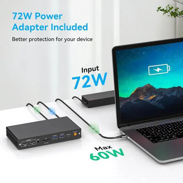 Alt view image 5 of 7 - Docking Station 4 Monitors for MacBook Pro/Air M1-M4, DisplayLink USB C Dock with 4 HDMI 4K@60Hz, 15-in-1 Quad Monitor Dock, 100W PD, 10Gbps USB 3.2, Ethernet, SD/TF, Audio