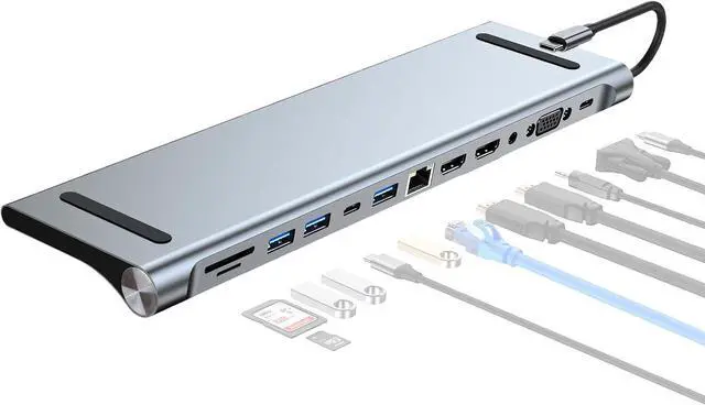 Alt view image 6 of 7 - USB C Docking Station Multiport Expansion Device with RJ45 4K Output Aluminum USB C Dock