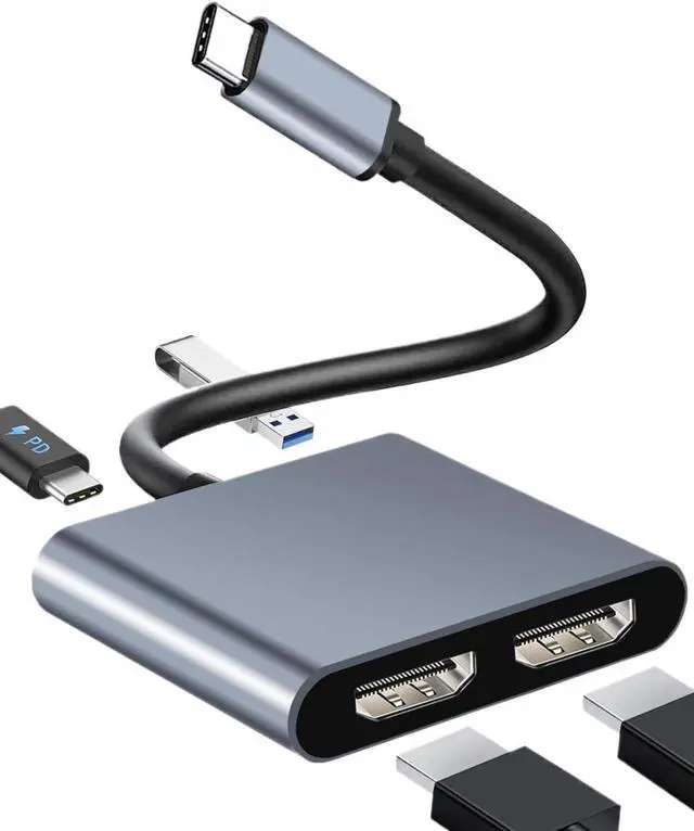 Alt view image 2 of 3 - USB C to Dual HD Display Adapter Docking Station Hub Two Monitors for Windows10/11 Laptop Mirror and Extend Mode(2in1)