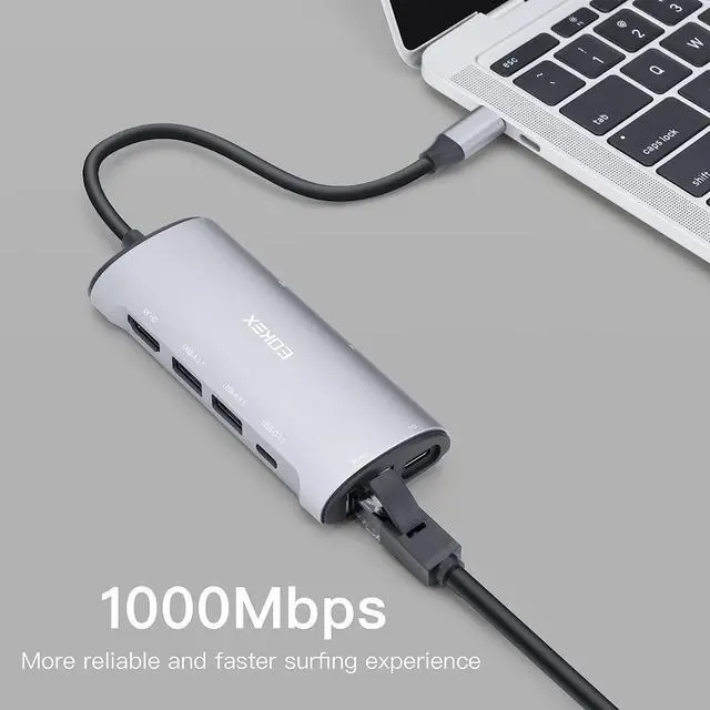 Alt view image 5 of 7 - 8 en 1 USB C Laptop Docking Station MacBook Adapter Multiport USB C Hub HDMI, 3 x USB 3.1, 100W PD, RJ45, SD/TF para HP, MacBook Air/Pro, DELL XPS