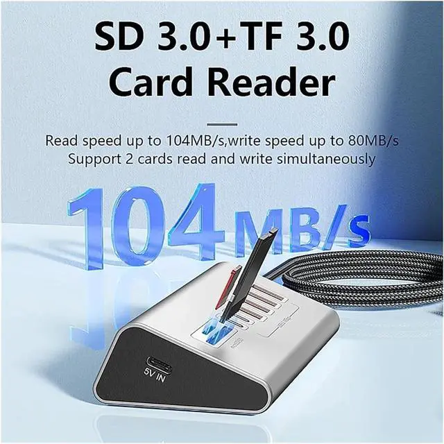 Alt view image 4 of 7 - 10Gbps USB 3.2 Docking Station Hub Type C Splitter with Card Reader Aluminum Alloy Multi 8/9 Ports Switch for PC Laptop(8-in-2 5Gbps)