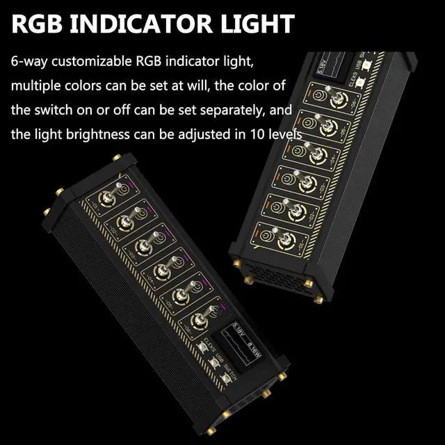 Alt view image 2 of 7 - 8 Port USB Docking Station, Cyberpunk USB Switch, 1.54-inch IPS Color Screen, 10 Levels Brightness Adjustment, Voice Control Function, 8 RGB Indicator Lights, for Phones, Tablets, and Gadgets