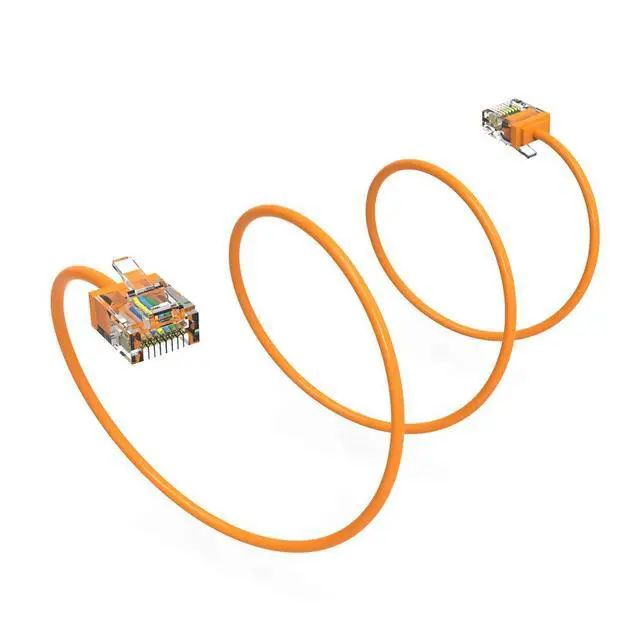 Alt view image 2 of 6 - Ultra Slim Cat6A Cable 7 FT (100 Pack) Networking, Super Slim CAT 6 Ethernet Patch Cord, 10Gigabit Super Thin RJ45 Connector Internet Cable for PC, Mac, Laptop, PS5, PS4, Xbox - Orange