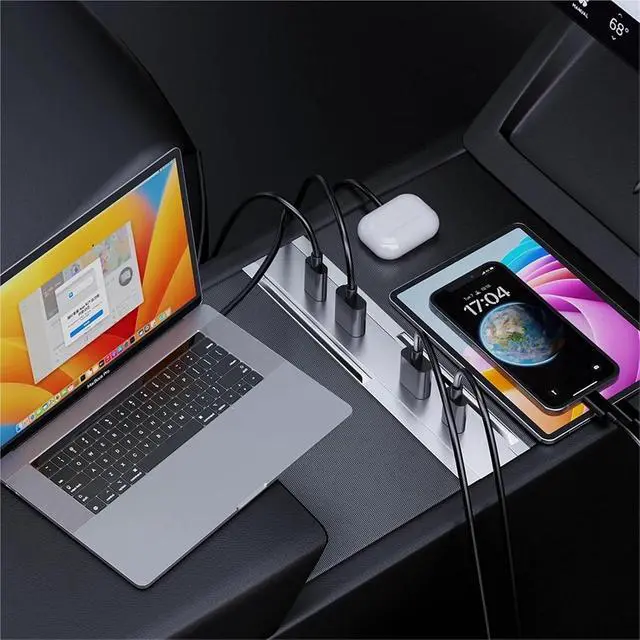 Alt view image 4 of 6 - for Model 3+ Highland 2024 65W Expansion Dock Central Control Charging Shunt USB HUB Extender Fast Intelligent Part