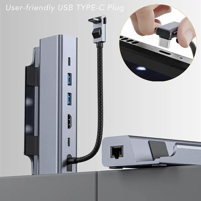 Alt view image 2 of 7 - External Monitor Dock, 6 In 1 Laptop Connectivity Hub, Ethernet Gigabit Port 2.0 Output Laptop Dock, 4k High Definition Laptop Connectivity, Latest 3.0 Technology Laptop Docking Station For Laptop