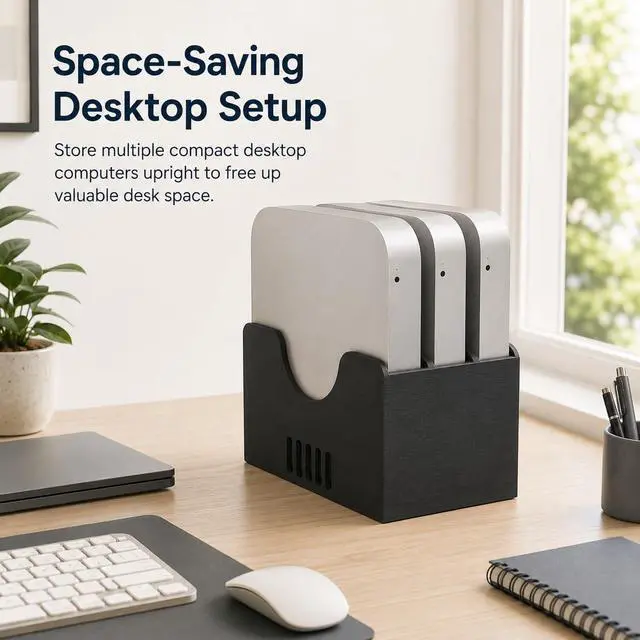 Alt view image 3 of 7 - SplashNColor Vertical Dock Stand for Apple Mac mini Multi-Device Interlocking Organizer | Space-Saving Desktop Slots | Fits 2010-2025 Models | SuperDrive Compatible