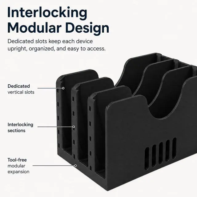 Alt view image 4 of 7 - SplashNColor Vertical Dock Stand for Apple Mac mini Multi-Device Interlocking Organizer | Space-Saving Desktop Slots | Fits 2010-2025 Models | SuperDrive Compatible