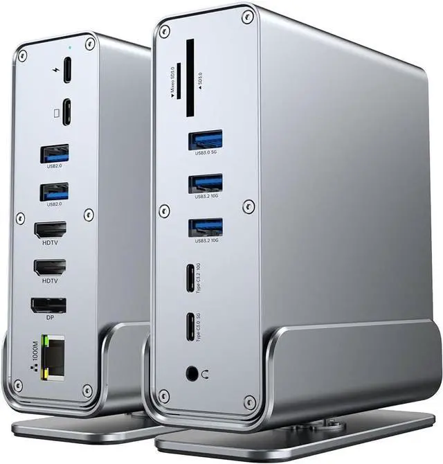 Main image of 15-in-1 USB-C Docking, 3-Screen 4K@60Hz Display, PD 100W Quick Charge, USB 3.2 10Gbps High Speed Transmission, Gigabit Ethernet, SD/TF 3.0 Card Reader