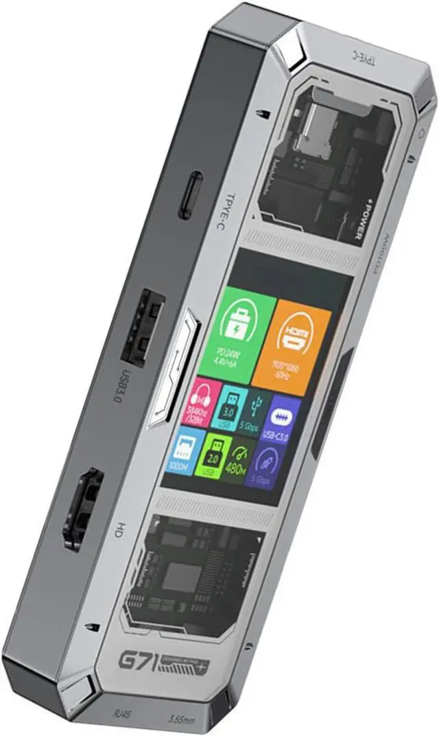 Alt view image 4 of 7 - USB C to HDTV PD100W Charging USB3.0 Type Port RJ45 Extender Docking Station for Desktop Accessories USB Docking Station Gigabit Ethernet