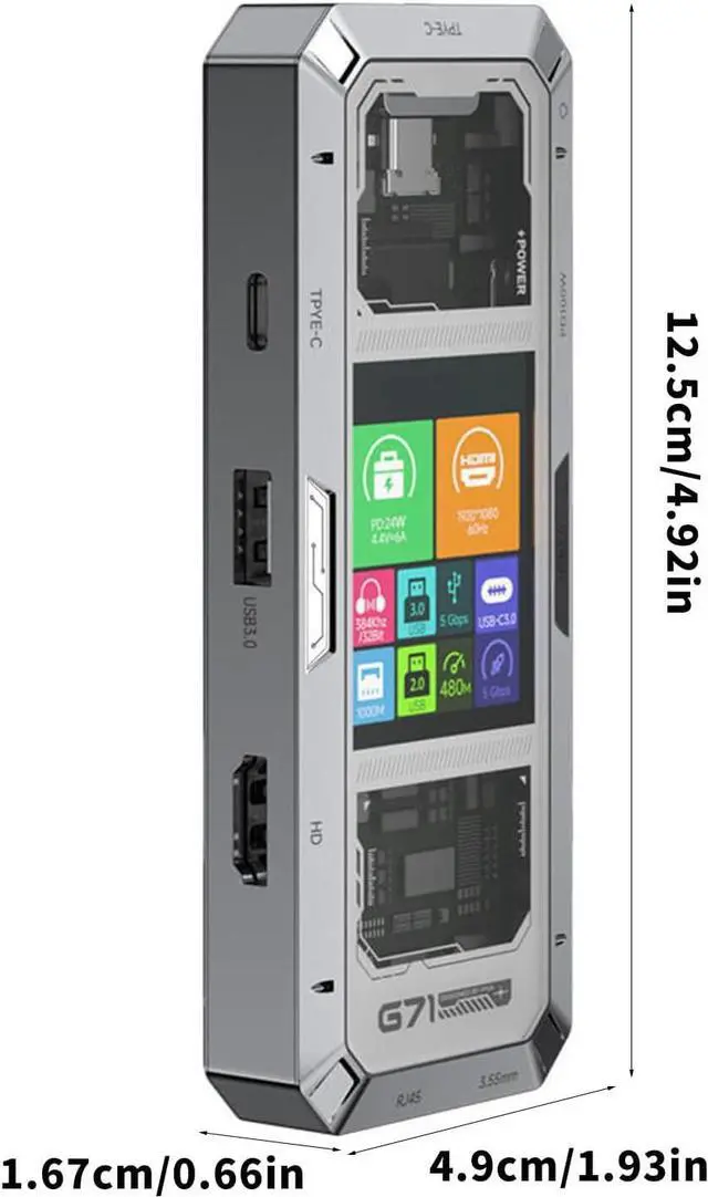 Alt view image 5 of 7 - USB C to HDTV PD100W Charging USB3.0 Type Port RJ45 Extender Docking Station for Desktop Accessories USB Docking Station Gigabit Ethernet