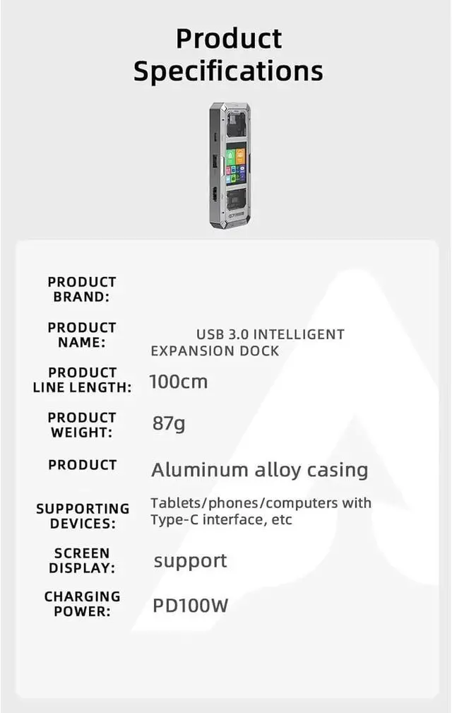 Alt view image 7 of 7 - USB C to HDTV PD100W Charging USB3.0 Type Port RJ45 Extender Docking Station for Desktop Accessories USB Docking Station Gigabit Ethernet