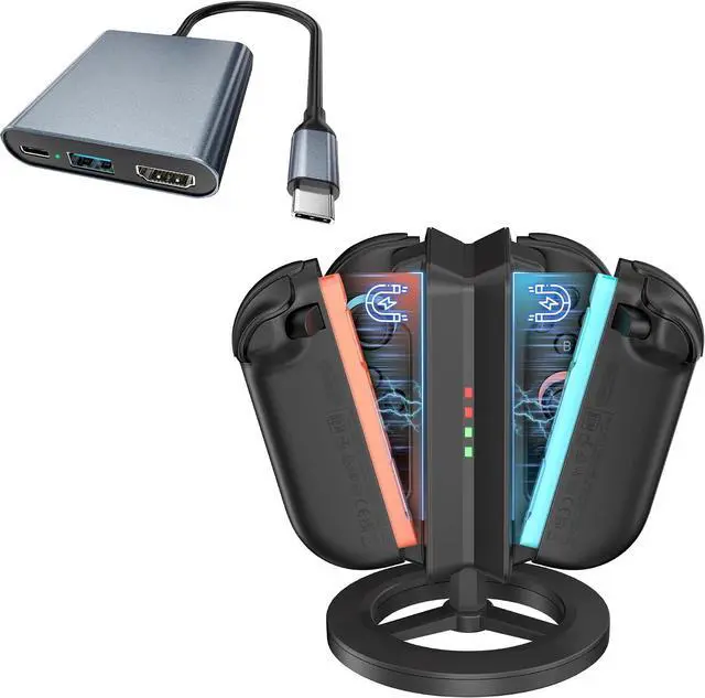 Main image of Switch 2 Expansion Dock (with Ethernet Port), Supporting 4K@120Hz/PD 100W/USB 3.0 Ports, paired with the Switch 2 Joy-Con Charging Dock (Round), Compatible with Joy-Con 2 Console Accessories.