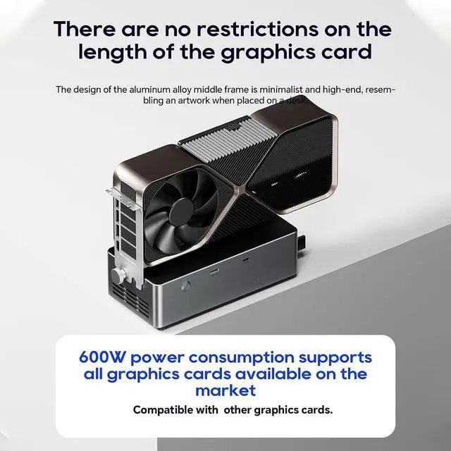 Alt view image 2 of 7 - EGPU Dock Station, High Performance 800W PSU PCIe 4.0 X4 External GPU Dock with OCuLink USB4.0 TGX Hot Swap for ThinkBook 14+ 16+ 2024 Laptops Aluminum Alloy