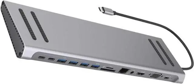 Alt view image 4 of 7 - USB C Laptop Docking Station 14 in 1 Multiports Adapter for Laptops HDMIs VGA Ethernet RJ45 3.5mm USB