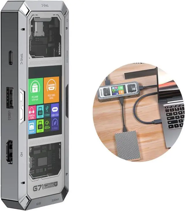 Alt view image 2 of 7 - USB C to HDTV PD100W Charging USB3.0 Type Port RJ45 Extender Docking Station for Desktop Accessories USB Docking Station Gigabit Ethernet