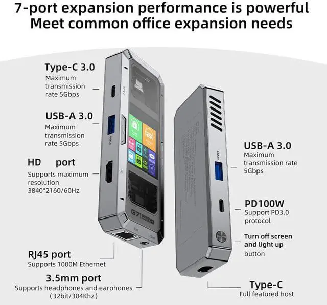 Alt view image 3 of 7 - USB C to HDTV PD100W Charging USB3.0 Type Port RJ45 Extender Docking Station for Desktop Accessories USB Docking Station Gigabit Ethernet